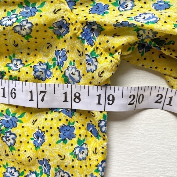 TALBOTS Yellow Spring Floral Cotton Bell Sleeve Blouse - Picture 7 of 10